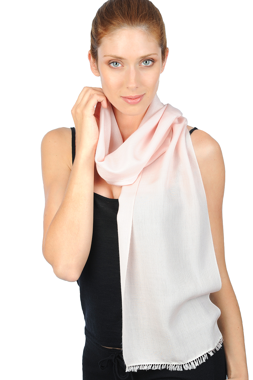 Cashmere & Zijde accessoires stola scarva creme roze 170x25cm